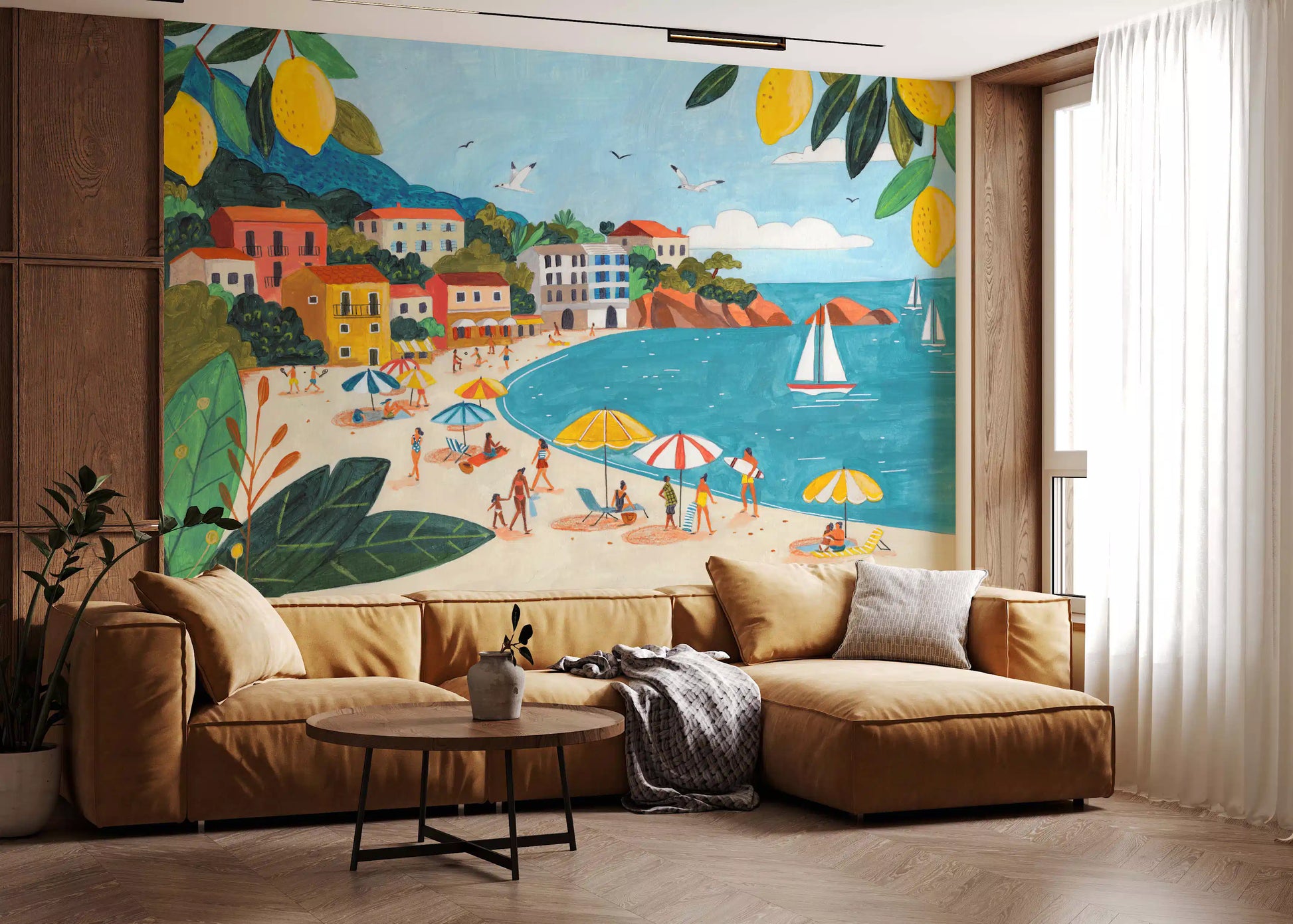 Mediterranean Coastline Escape Wall Mural