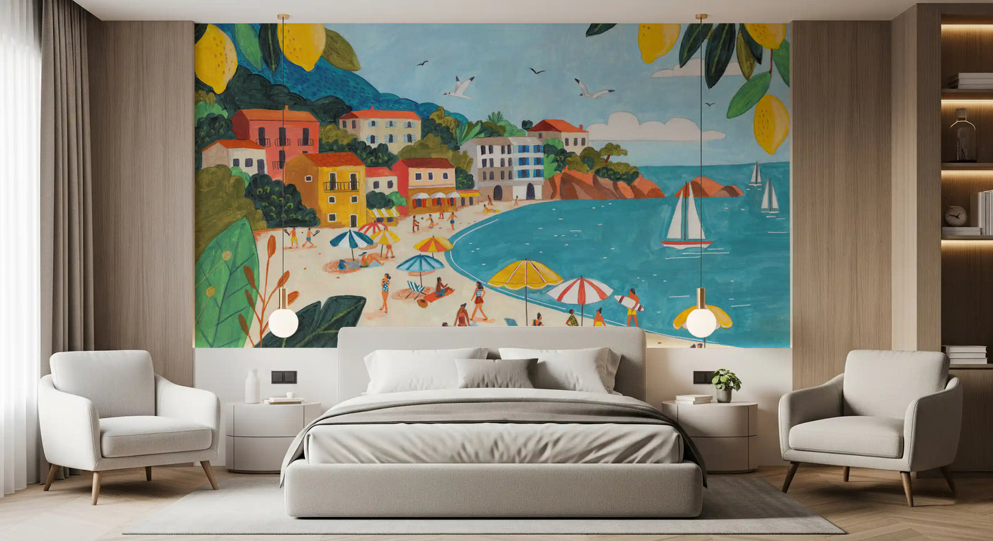 Mediterranean Coastline Escape Wall Mural