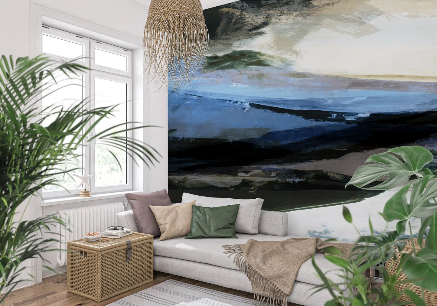 Abstract Horizon Brushstrokes Wall Mural