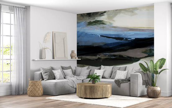 Abstract Horizon Brushstrokes Wall Mural