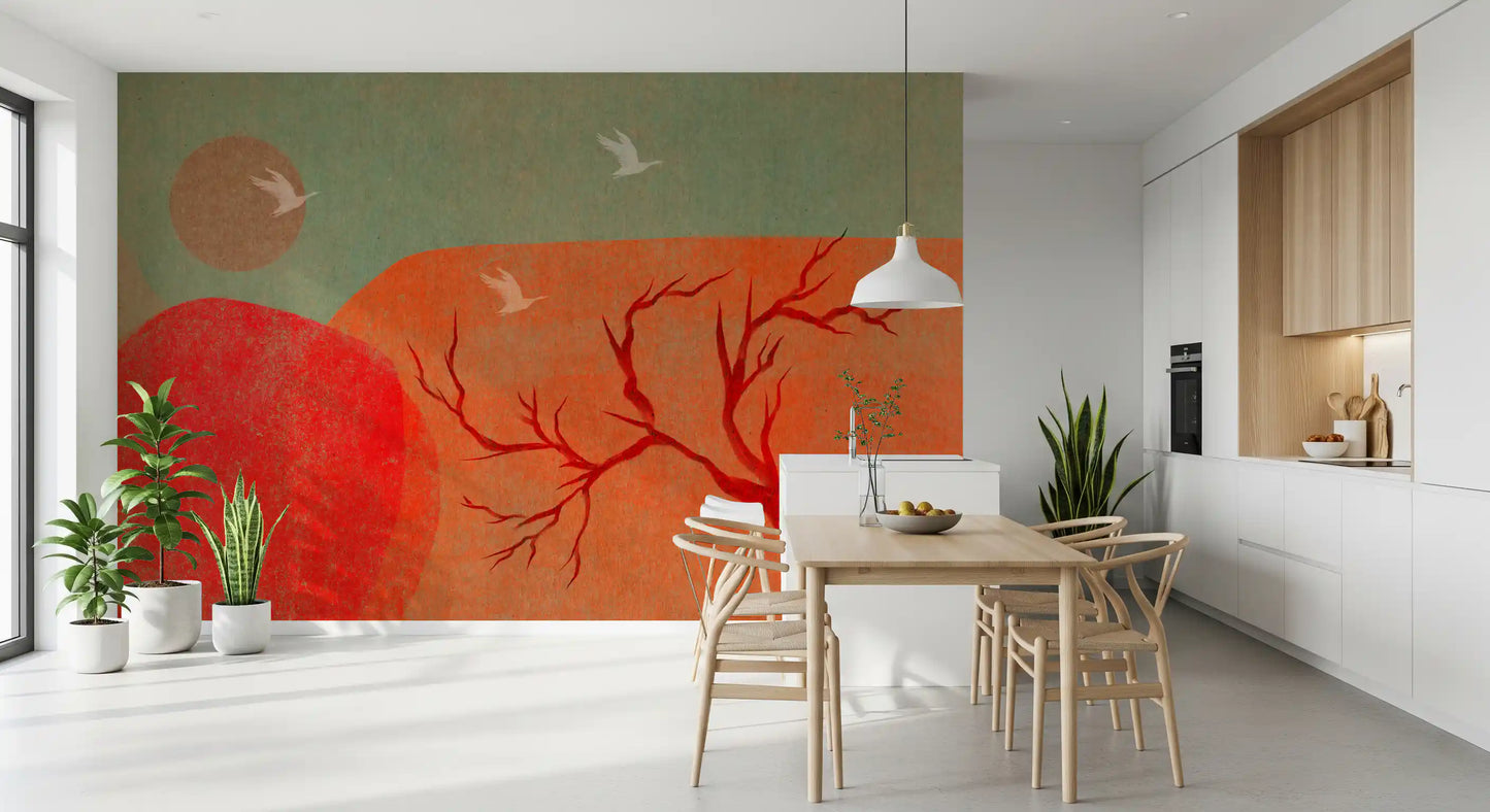 Abstract Painted Dusk Scenery Wall Mural