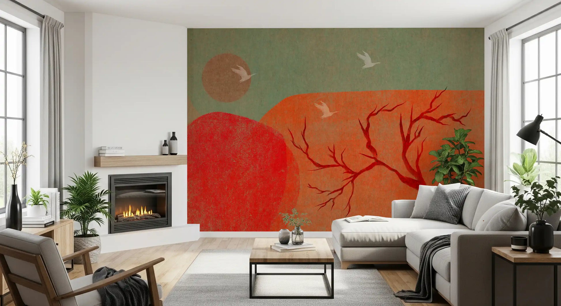 Abstract Painted Dusk Scenery Wall Mural