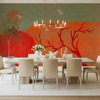 Abstract Painted Dusk Scenery Wall Mural