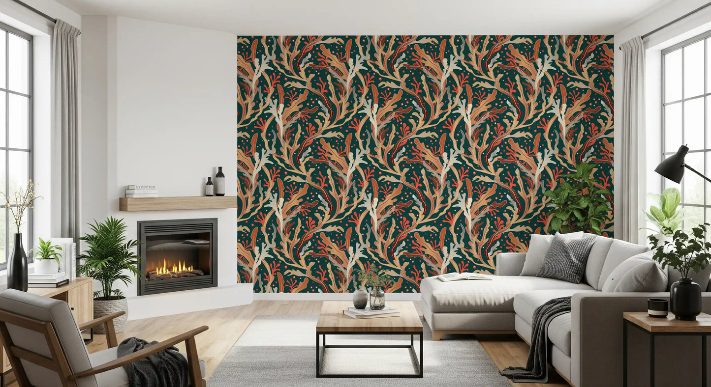 Abstract Seaweed Foliage Wallpaper⁠