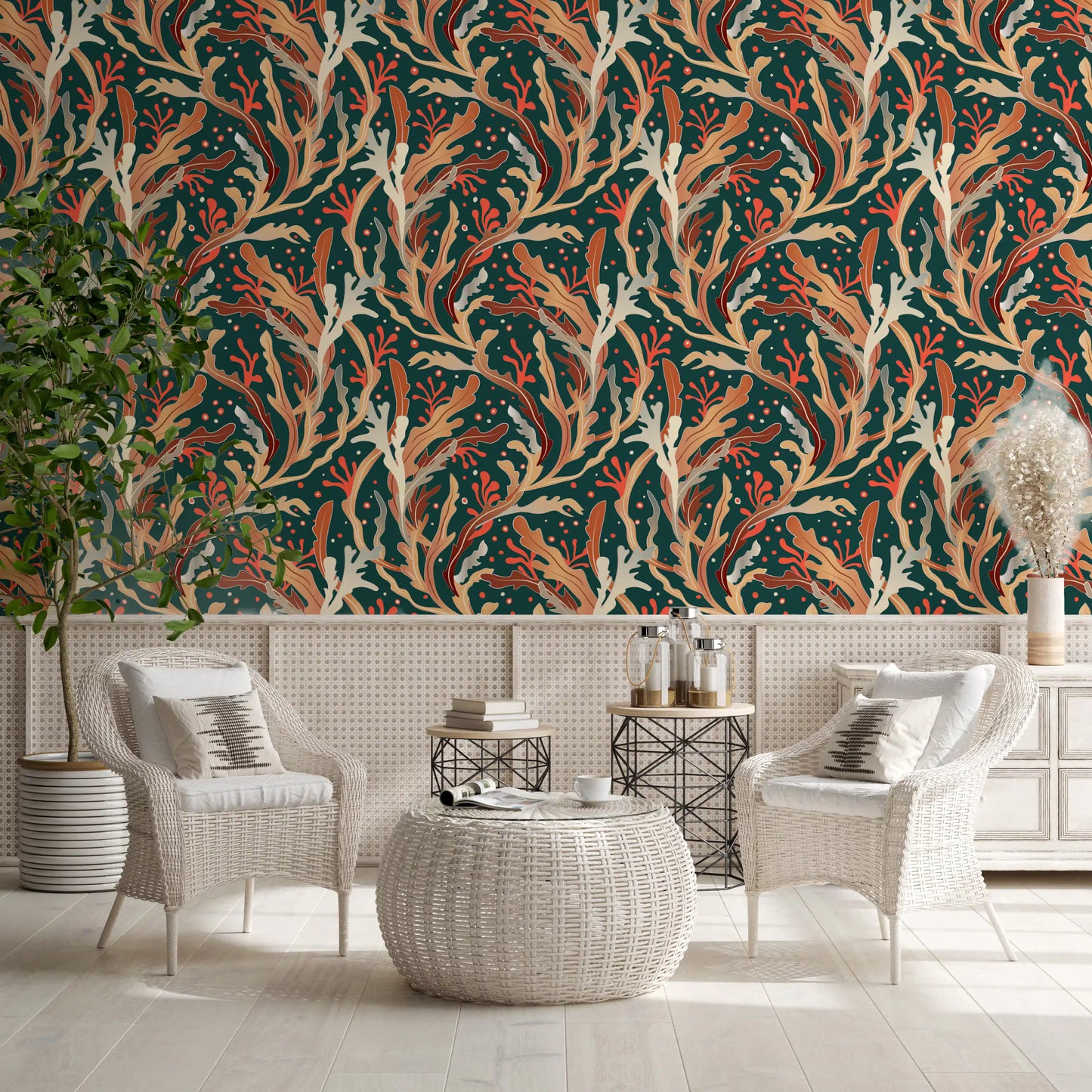 Abstract Seaweed Foliage Wallpaper⁠