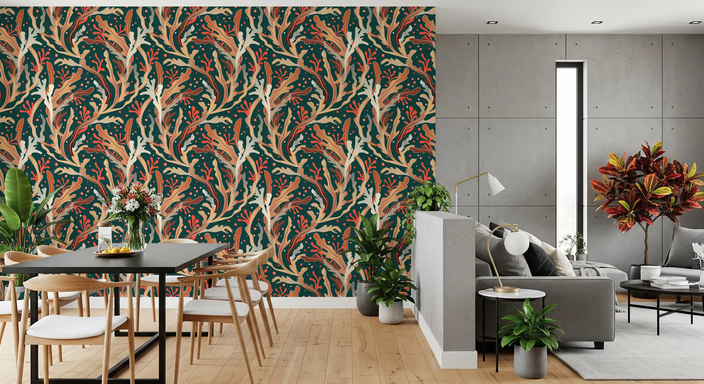 Abstract Seaweed Foliage Wallpaper⁠