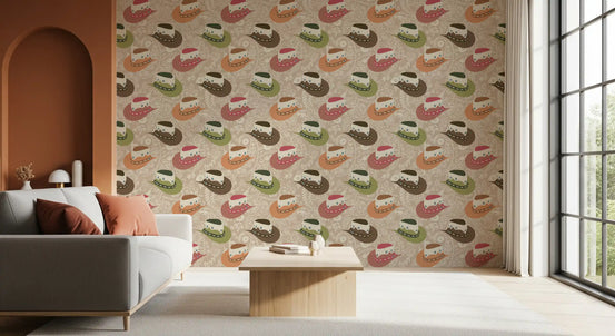 Rustic western cowboy hat wallpaper on a soft beige paisley ground GD11237