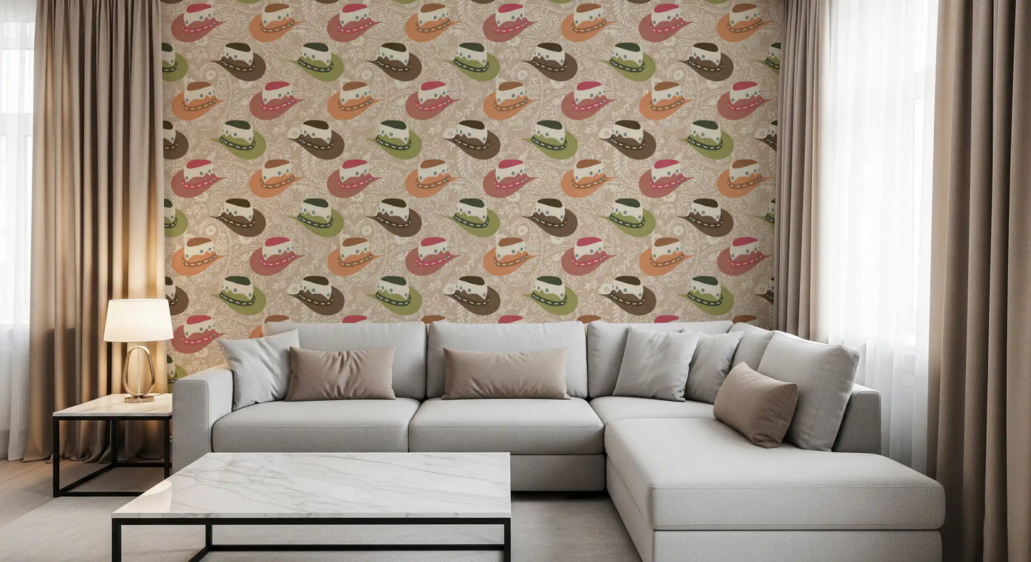Rustic Western Cowboy Hat Pattern Wallpaper⁠