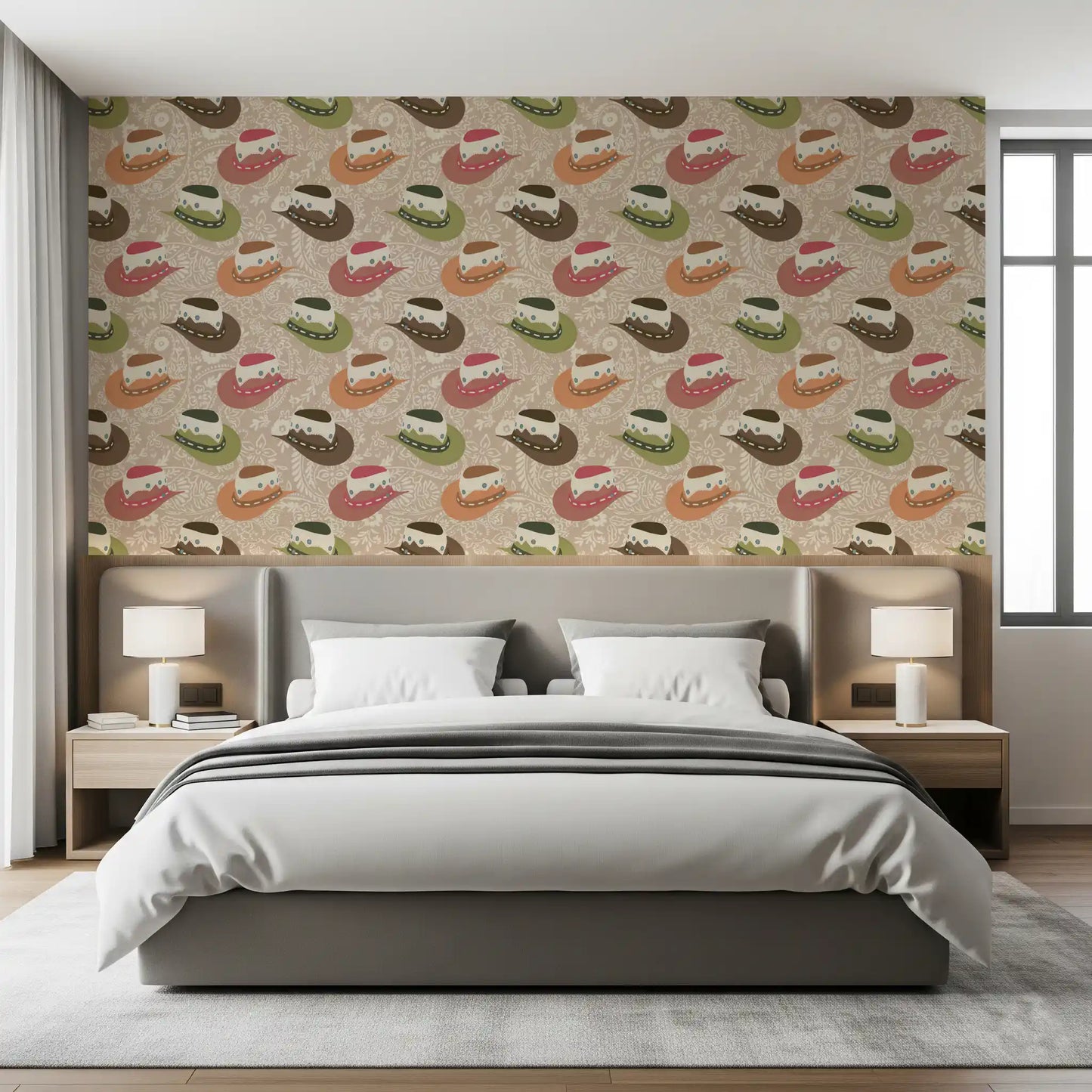 Rustic Western Cowboy Hat Pattern Wallpaper⁠