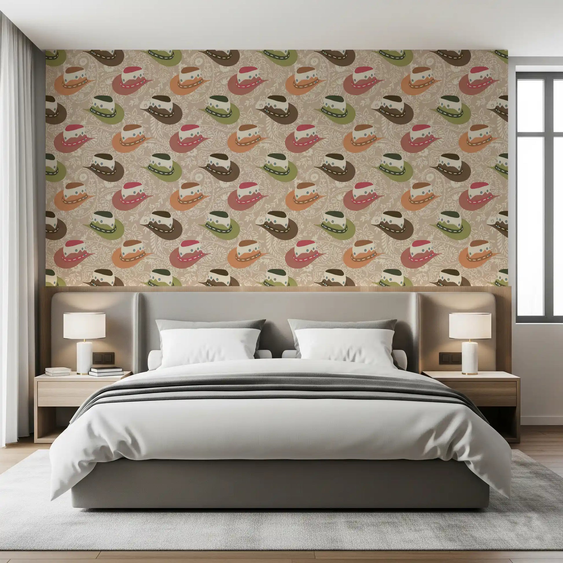 Rustic Western Cowboy Hat Pattern Wallpaper⁠