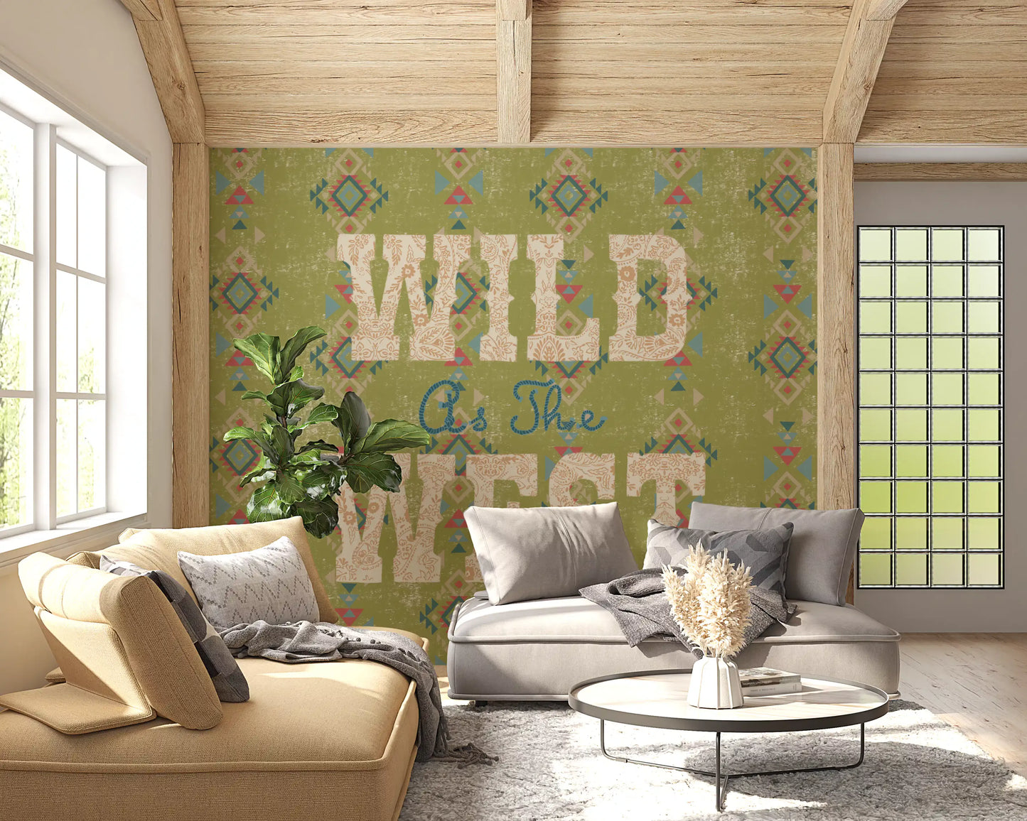 Western Folklore Script Pattern Wall Mural