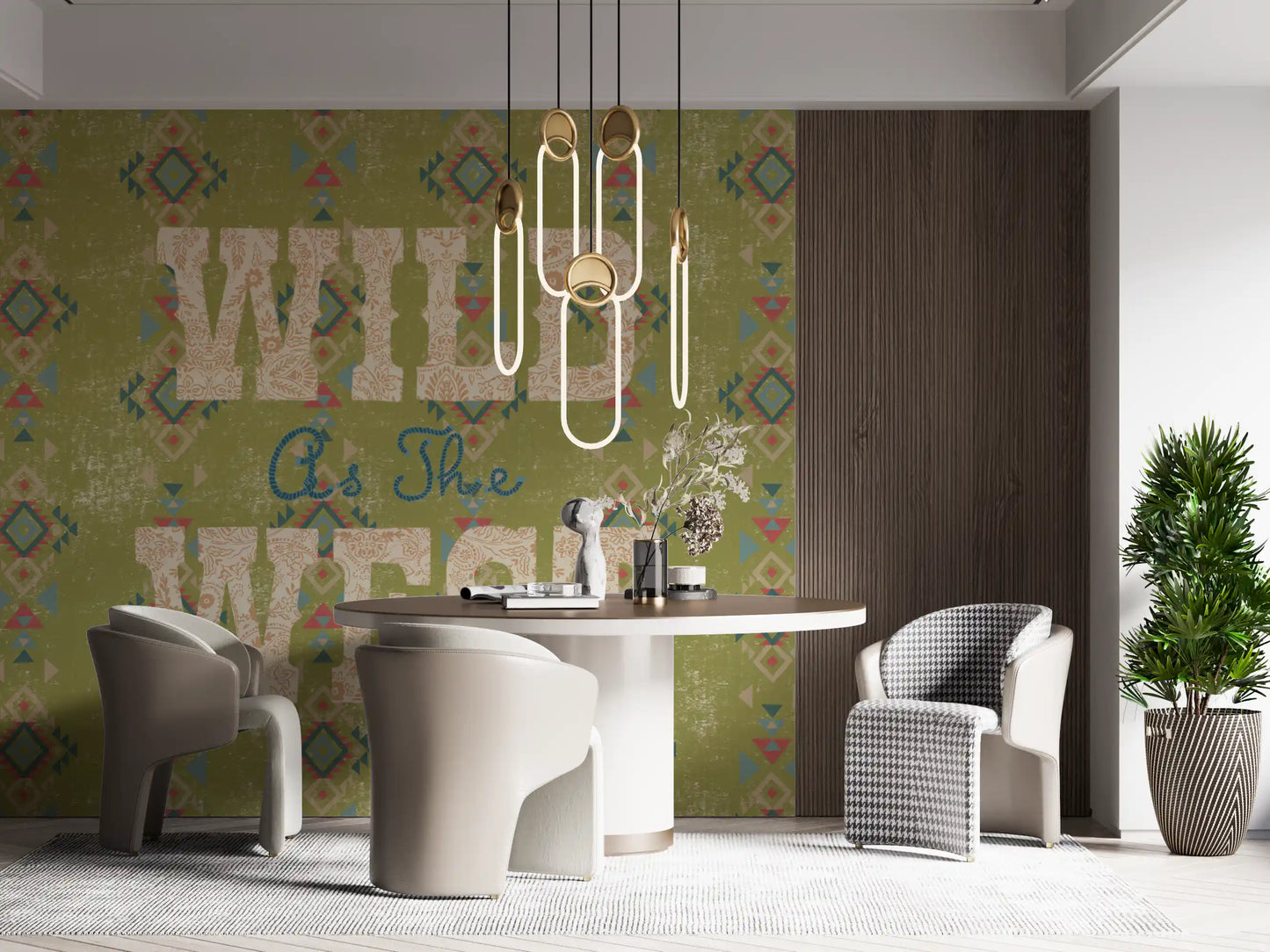 Western Folklore Script Pattern Wall Mural