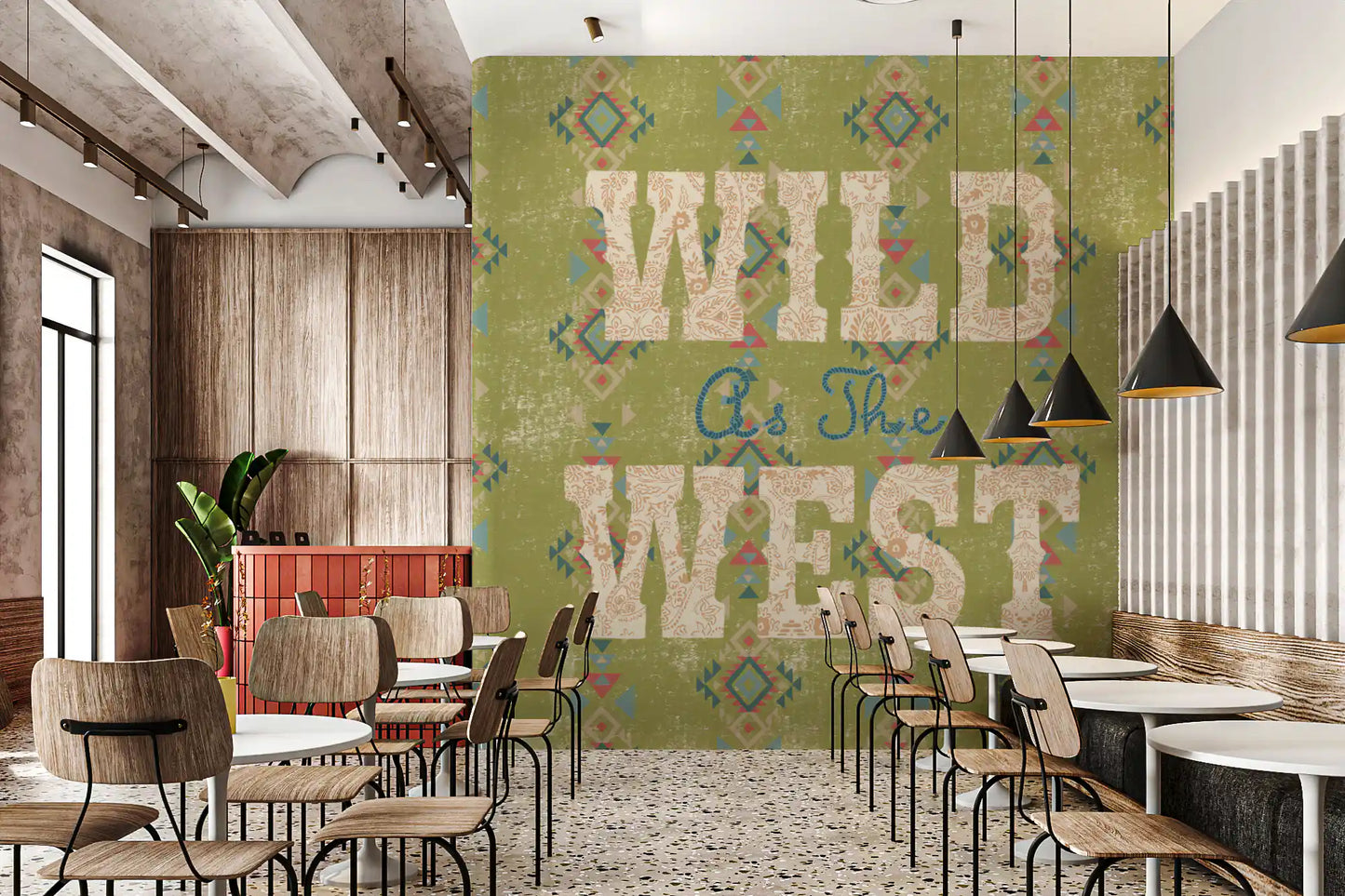 Western Folklore Script Pattern Wall Mural