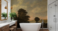 Rustic Sunset Forest Landscape Wall Mural