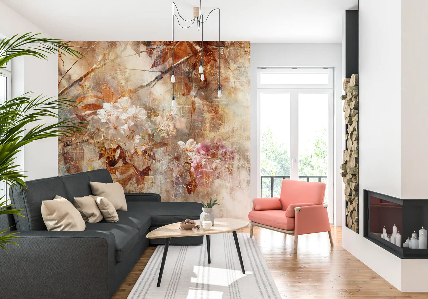 Rustic Blossom Serenade Wall Mural