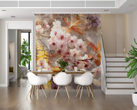 Rustic Golden Bloom Illustration Wall Mural