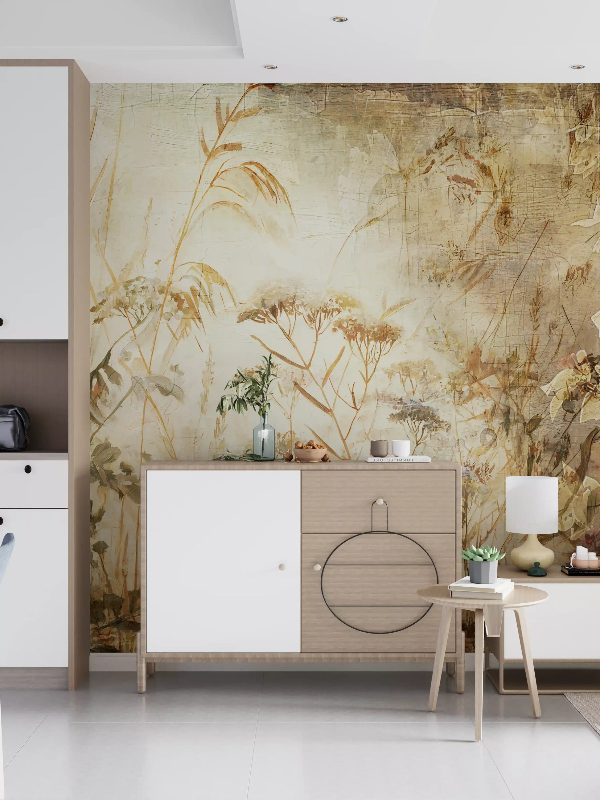 Golden Meadow Botanical Study Wall Mural