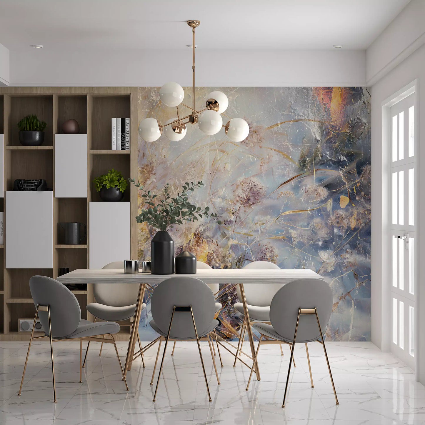 Misty Morning Botanical Wash Wall Mural