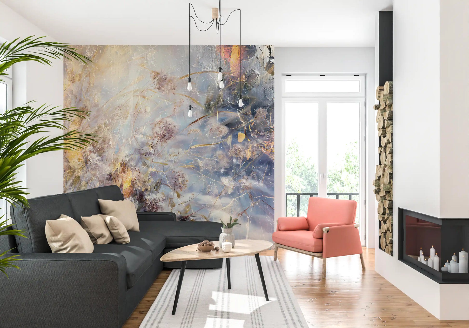 Misty Morning Botanical Wash Wall Mural