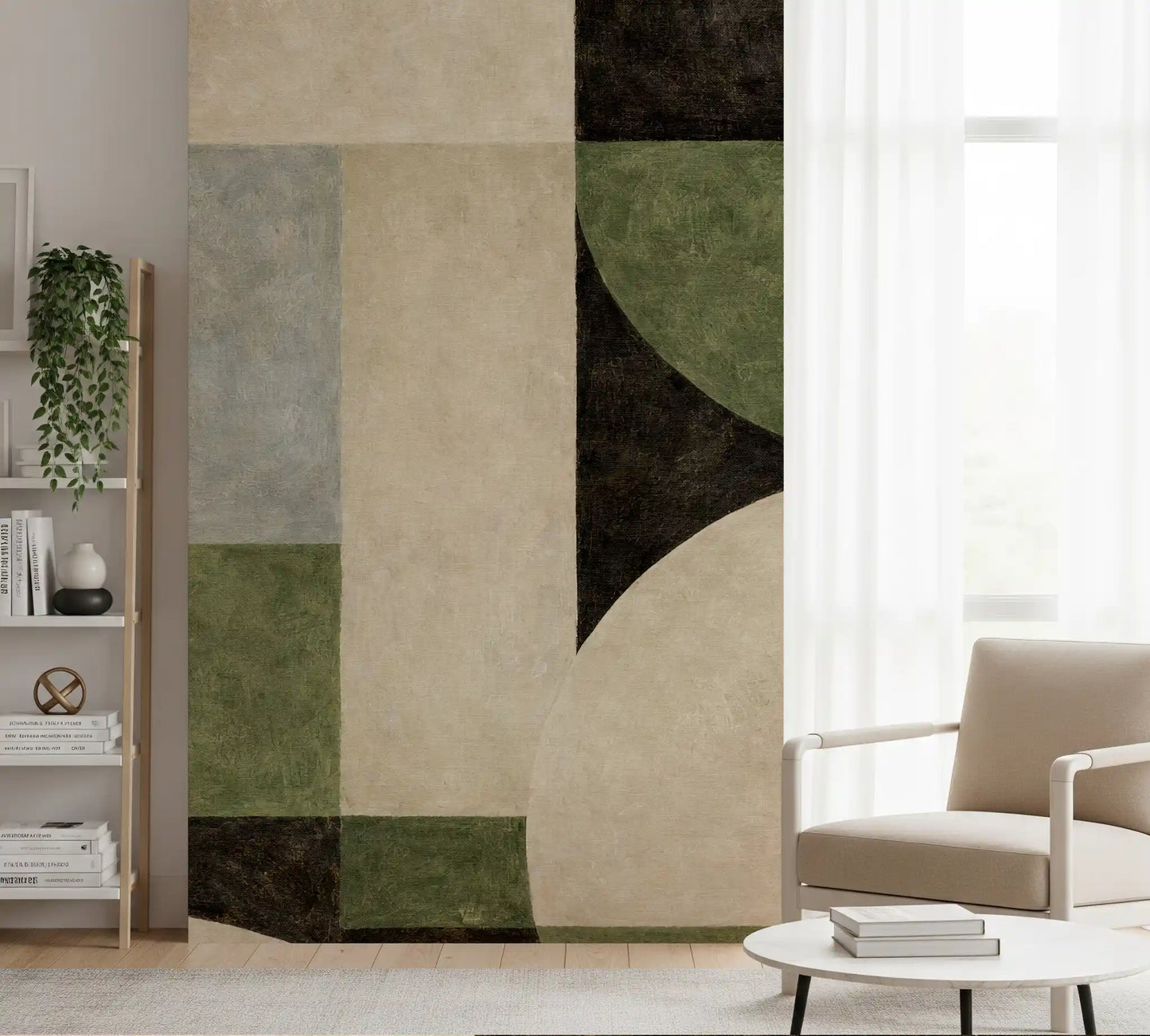 Geometric Earth Tone Arcs Wall Mural