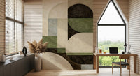 Geometric Earth Tone Arcs Wall Mural