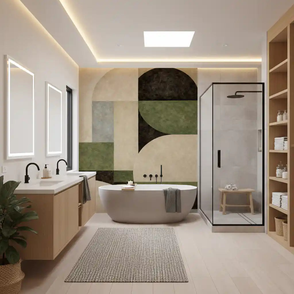 Geometric Earth Tone Arcs Wall Mural