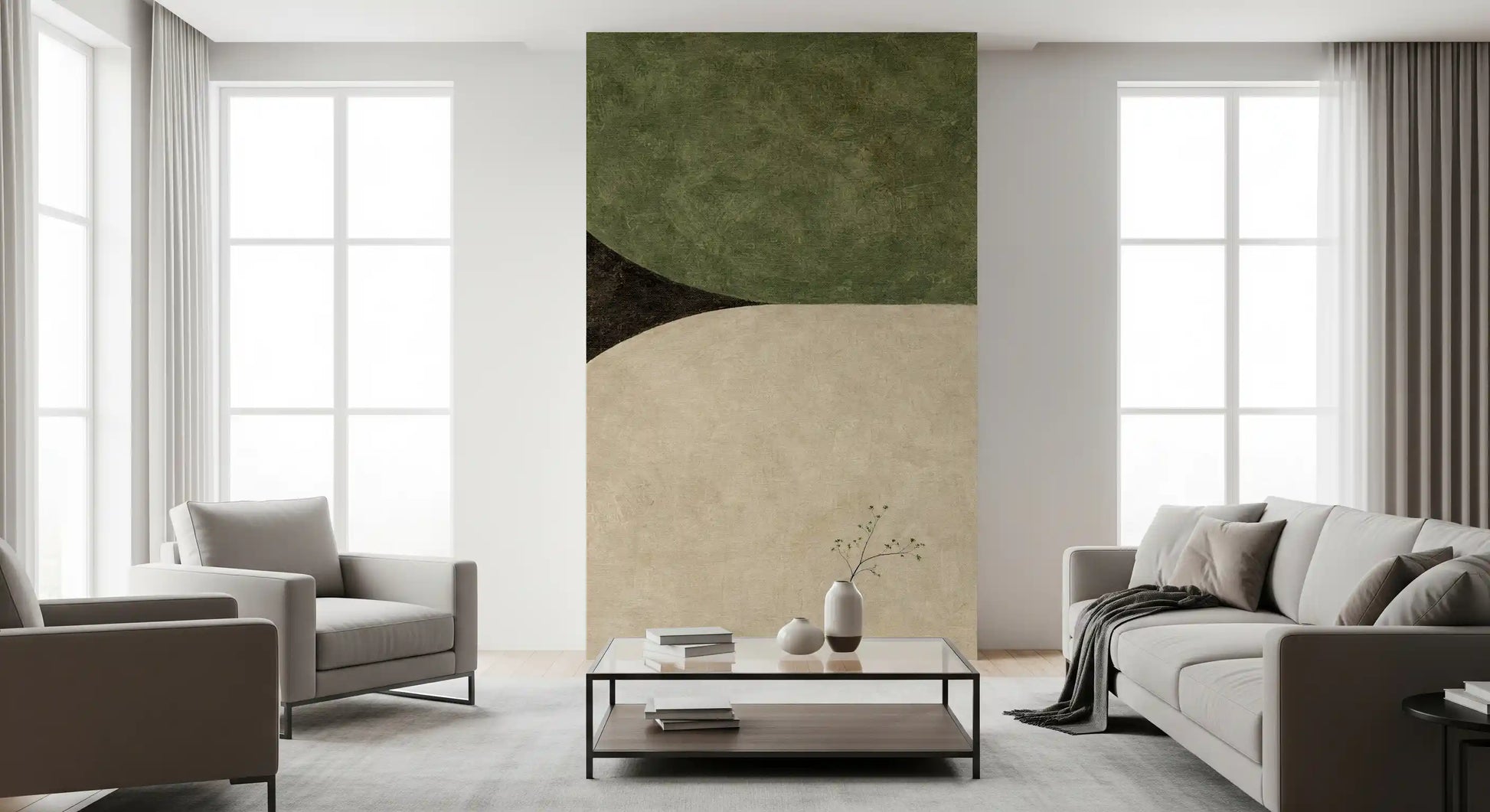 Geometric Earth Tone Arcs Wall Mural
