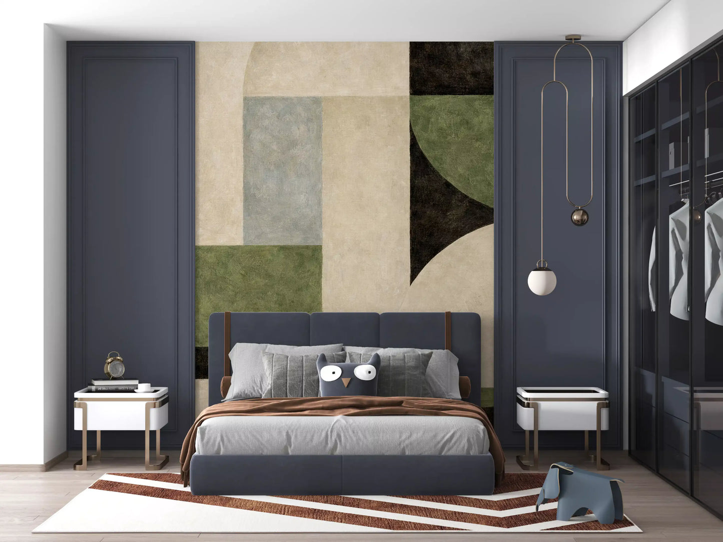 Geometric Earth Tone Arcs Wall Mural