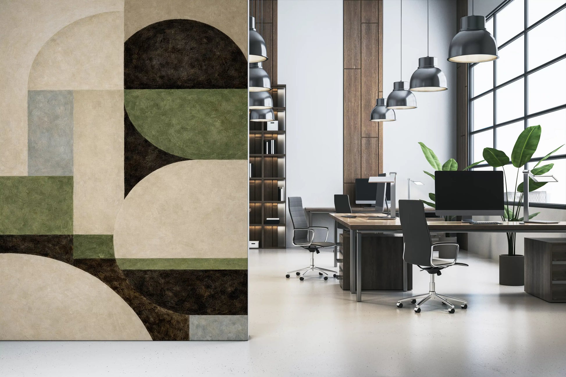 Geometric Earth Tone Arcs Wall Mural