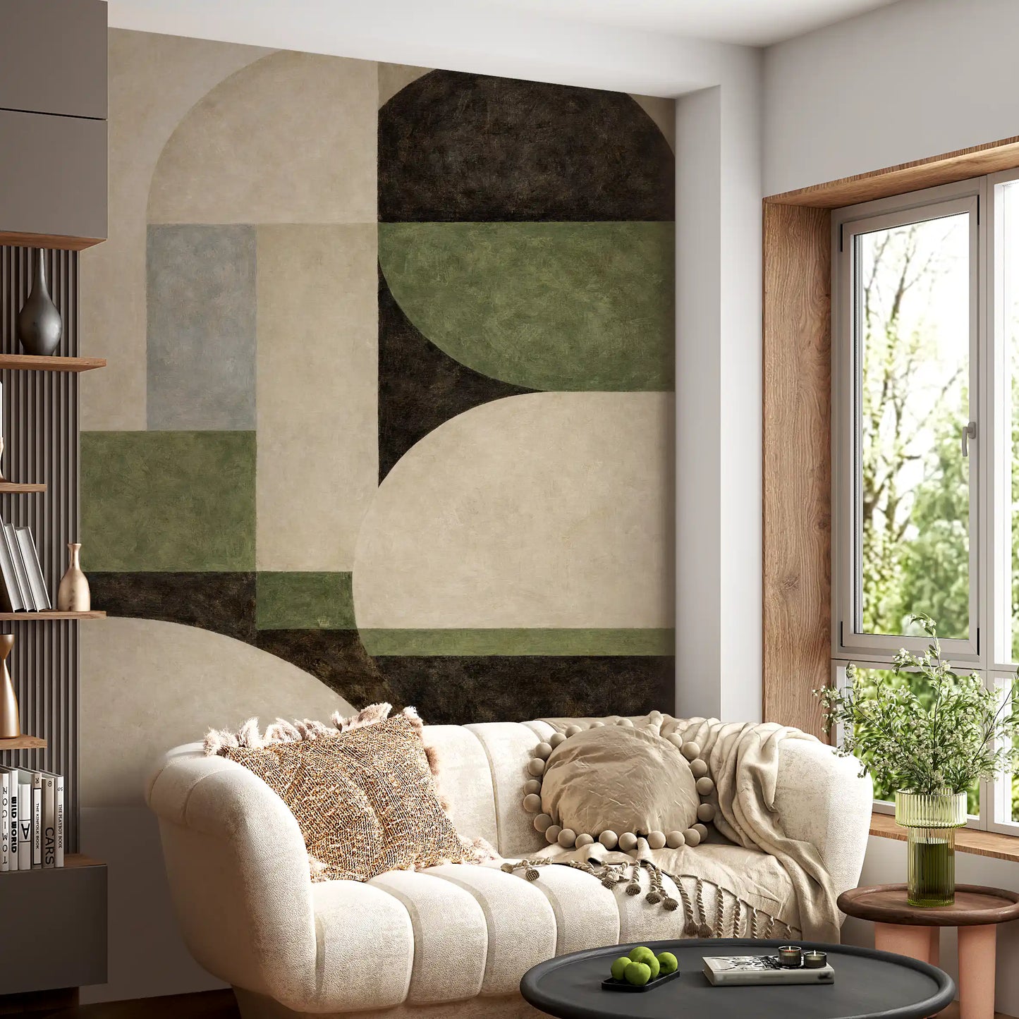 Geometric Earth Tone Arcs Wall Mural