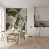 Geometric Intersection Sage Canvas Wall Mural