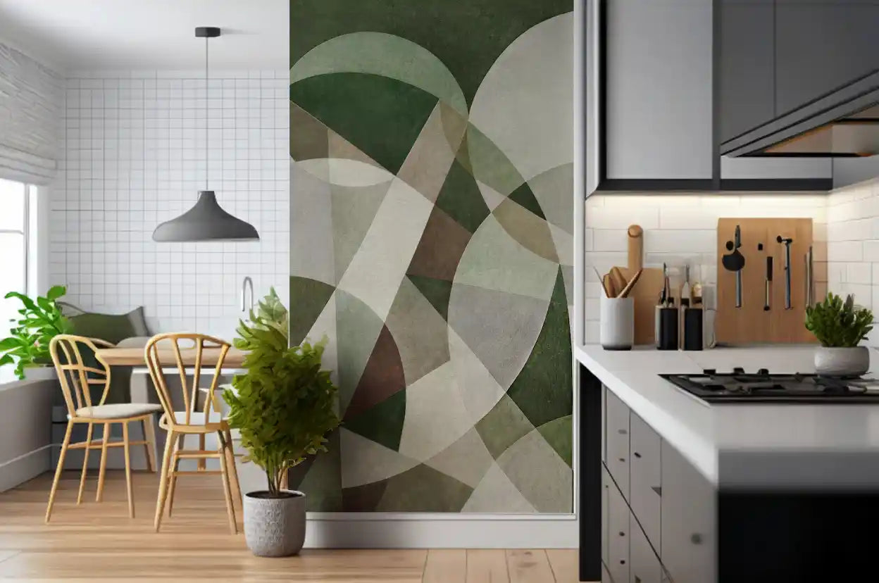Geometric Intersection Sage Canvas Wall Mural