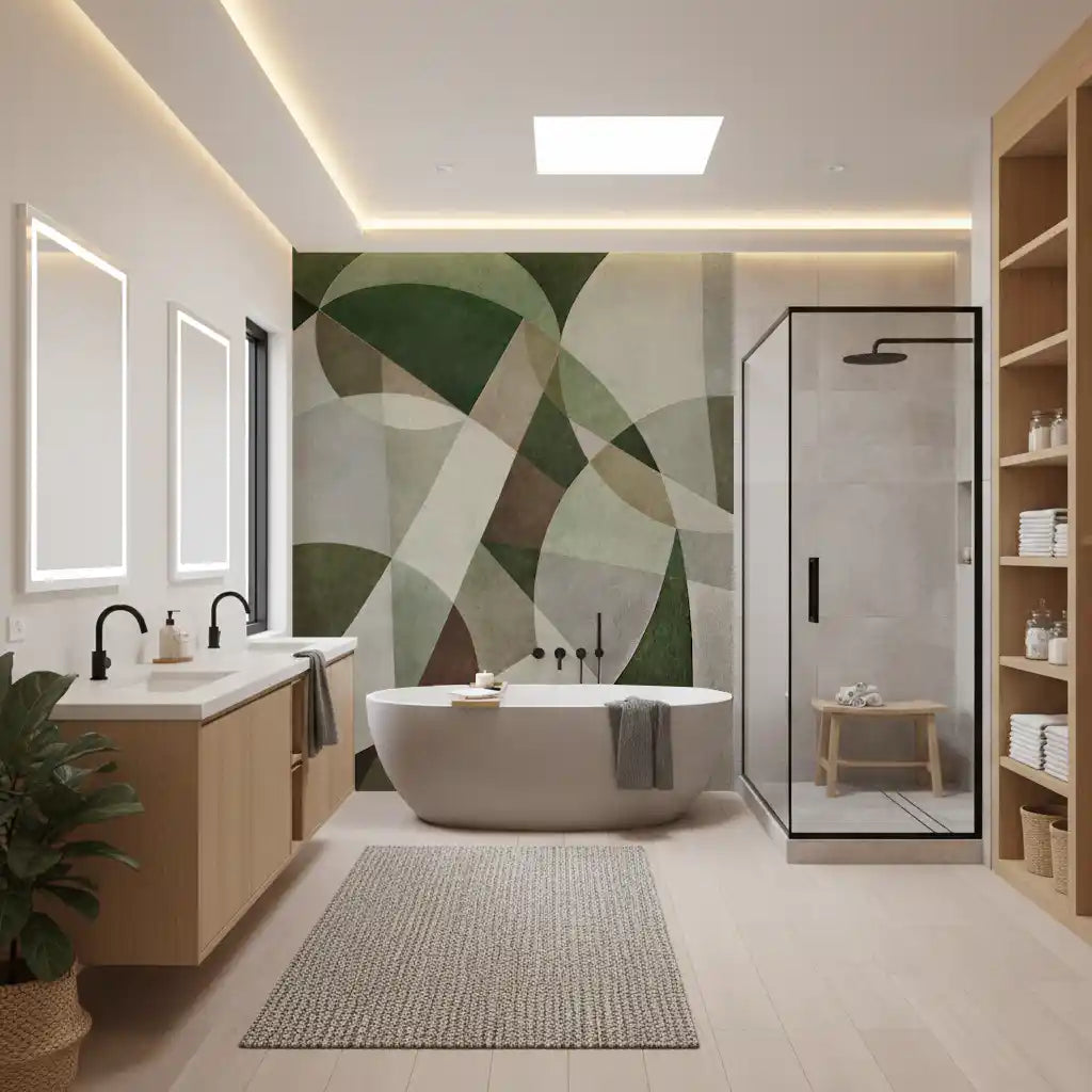 Geometric Intersection Sage Canvas Wall Mural