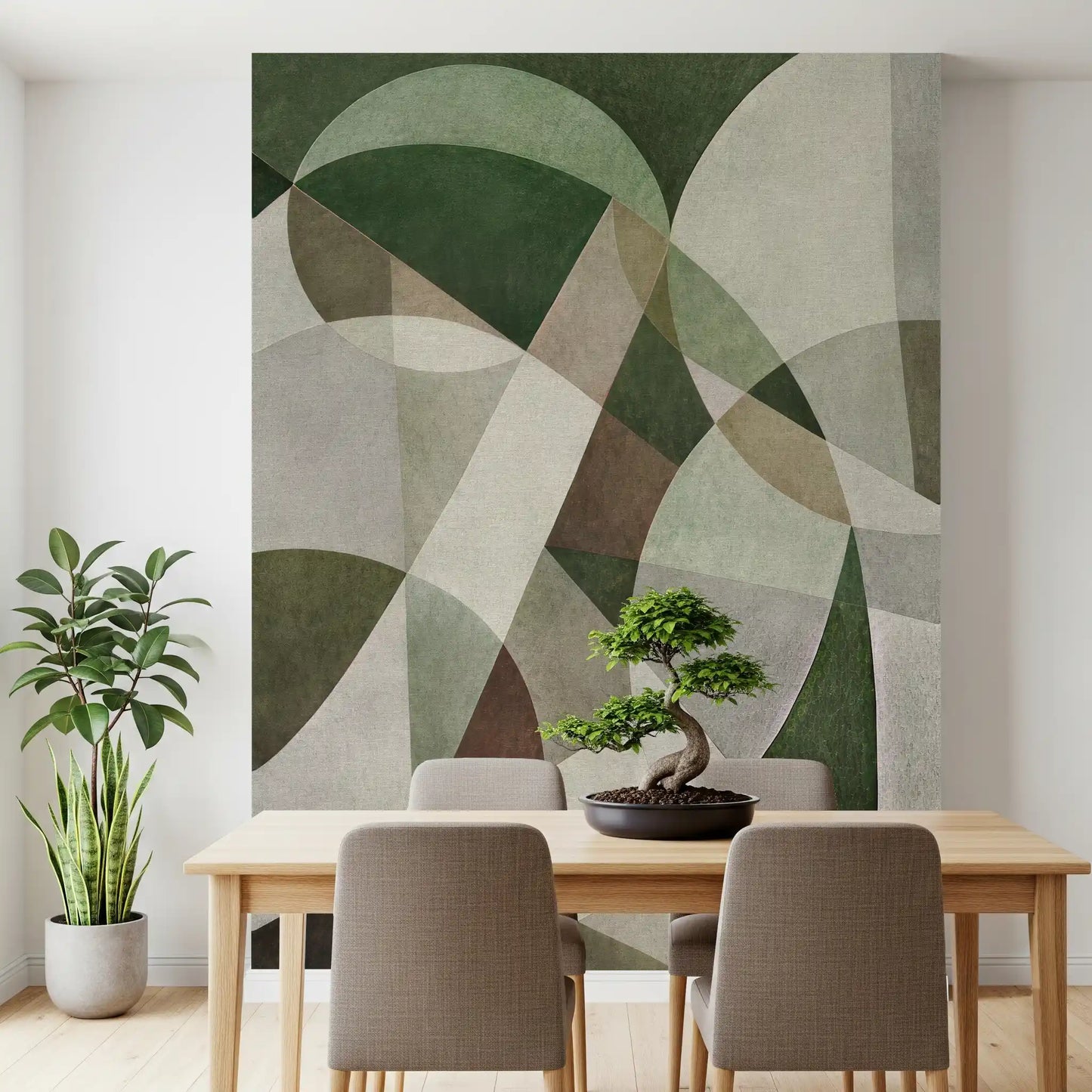 Geometric Intersection Sage Canvas Wall Mural