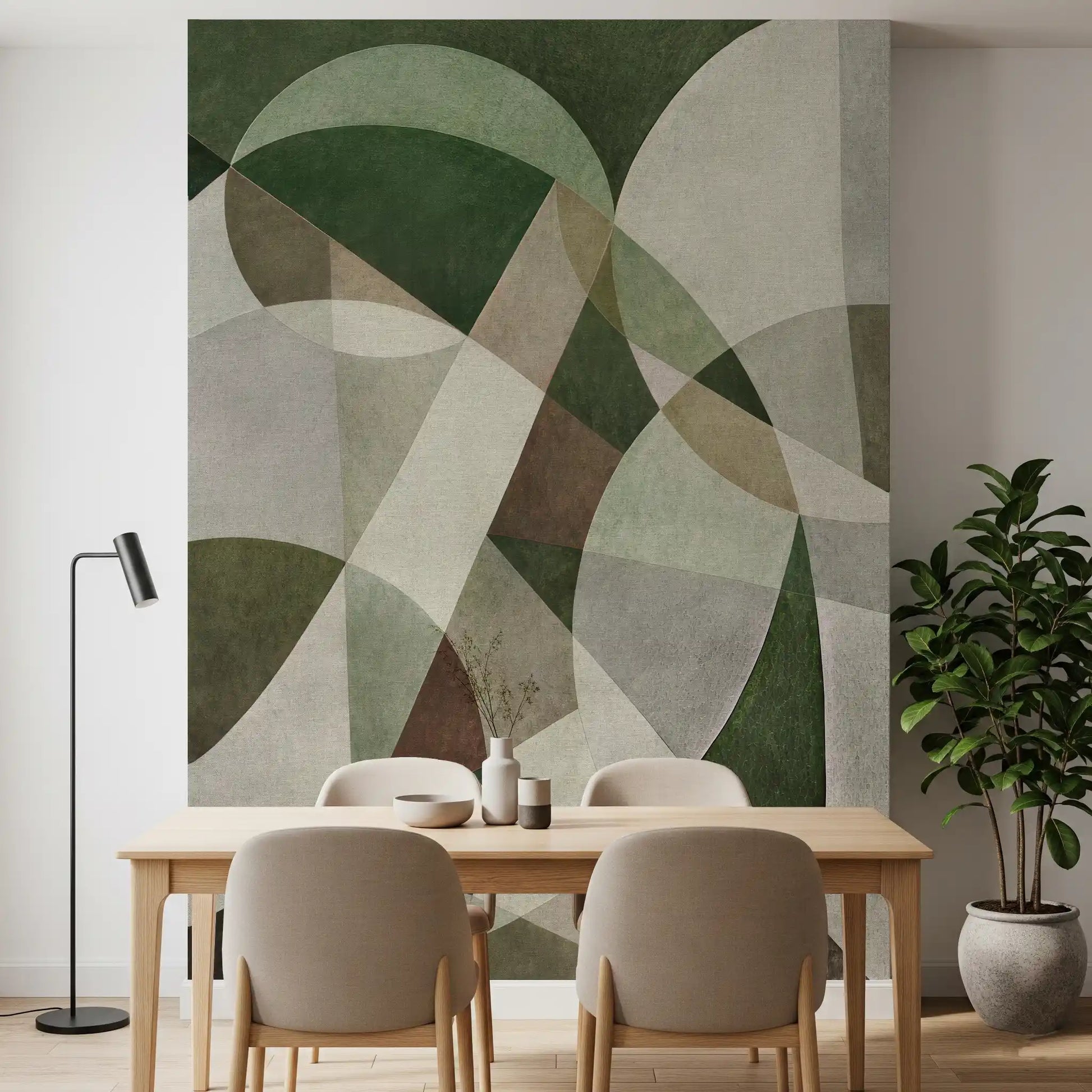 Geometric Intersection Sage Canvas Wall Mural