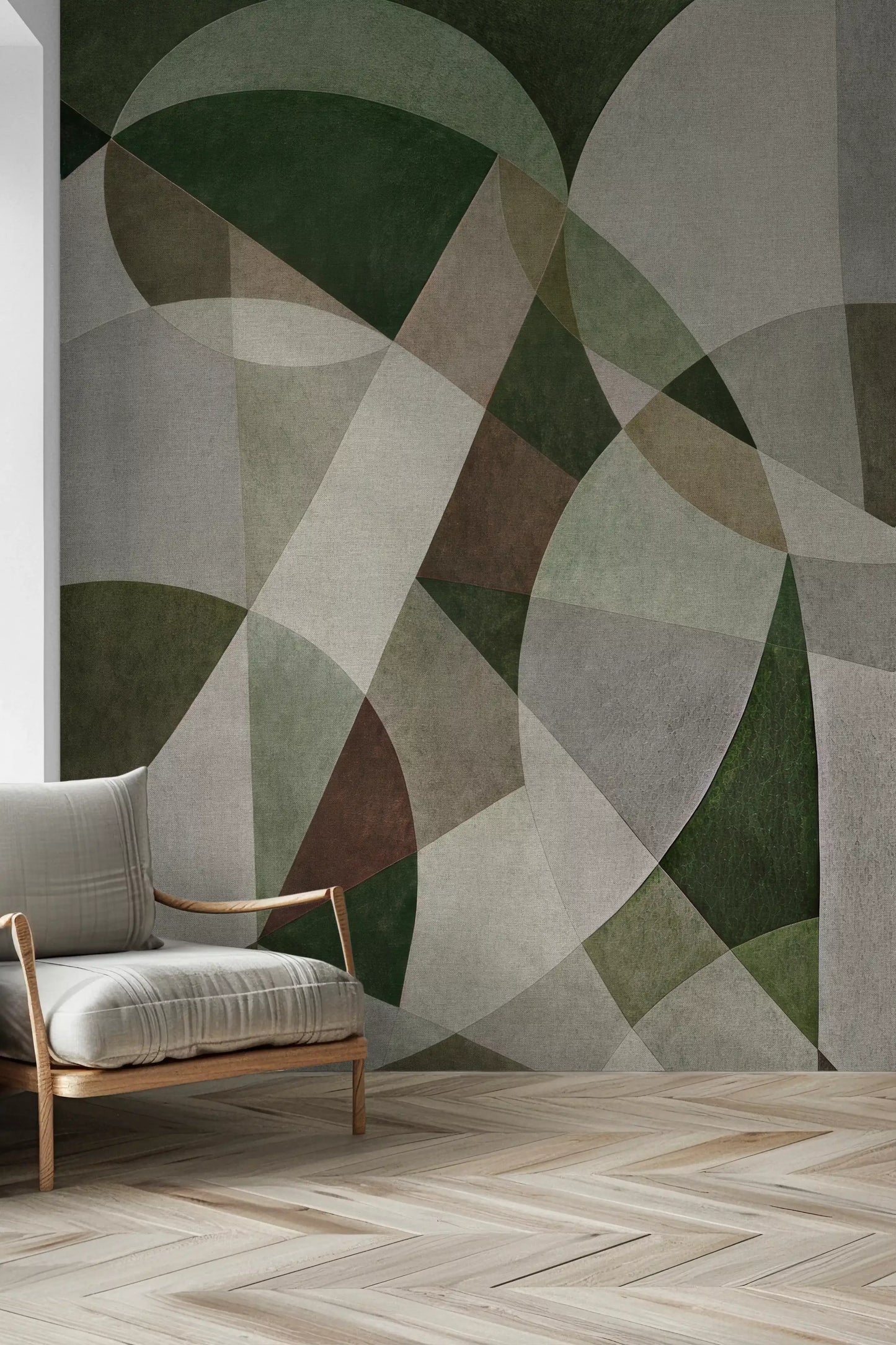 Geometric Intersection Sage Canvas Wall Mural