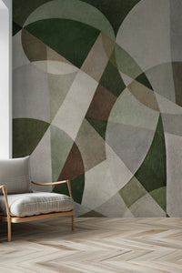 Geometric Intersection Sage Canvas Wall Mural