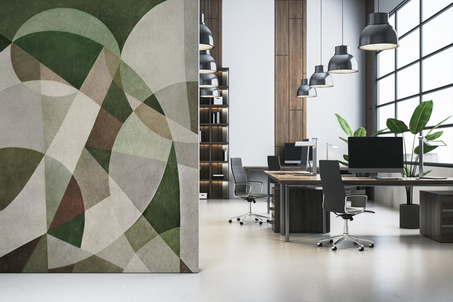 Geometric Intersection Sage Canvas Wall Mural