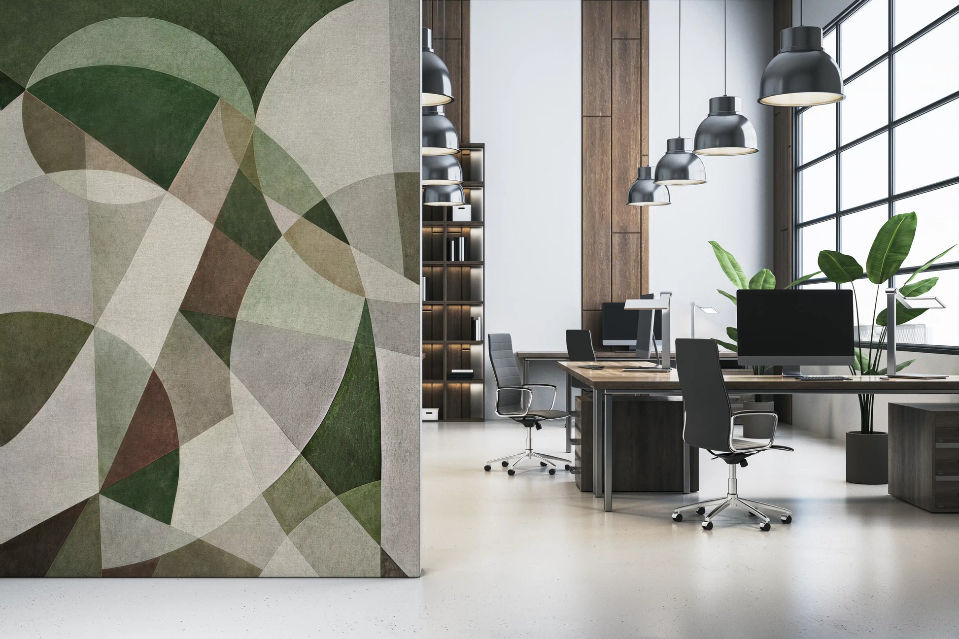Geometric Intersection Sage Canvas Wall Mural