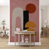 Abstract Shapes in Rose and Clay Wall Mural