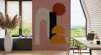 Abstract Shapes in Rose and Clay Wall Mural
