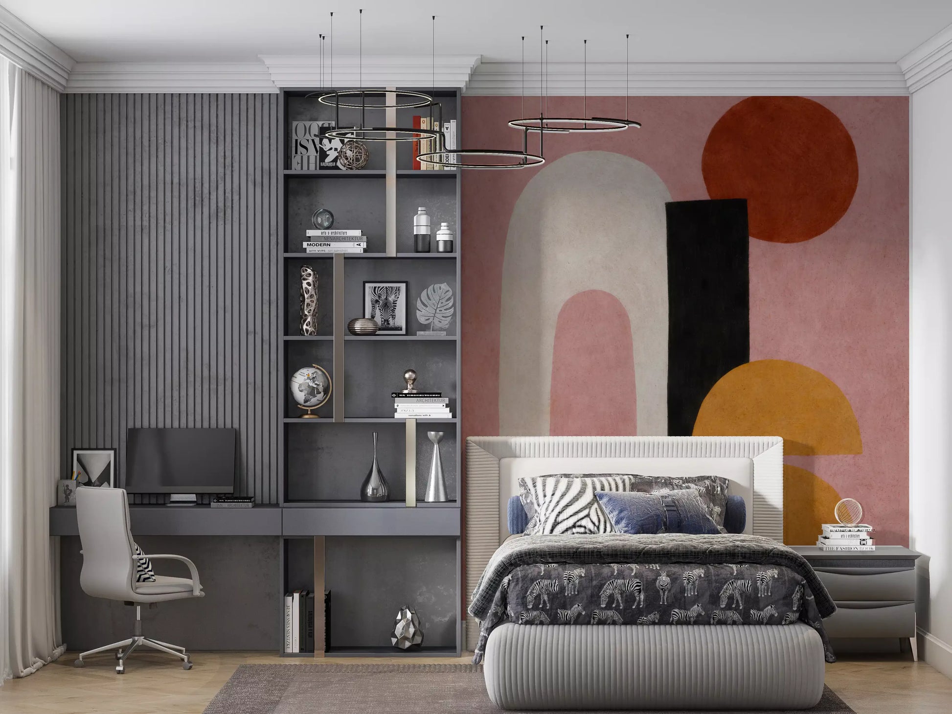 Abstract Shapes in Rose and Clay Wall Mural