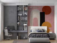 Abstract Shapes in Rose and Clay Wall Mural