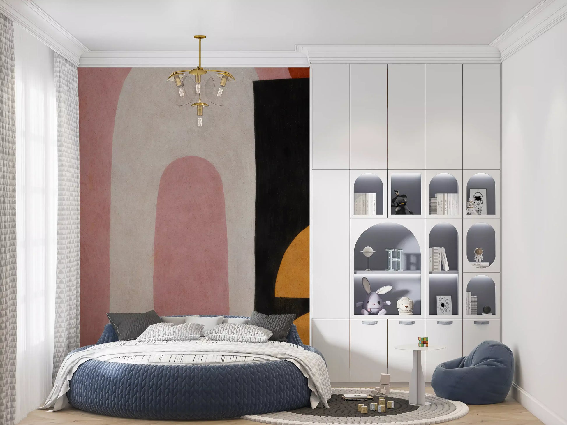 Abstract Shapes in Rose and Clay Wall Mural