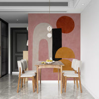 Abstract Shapes in Rose and Clay Wall Mural