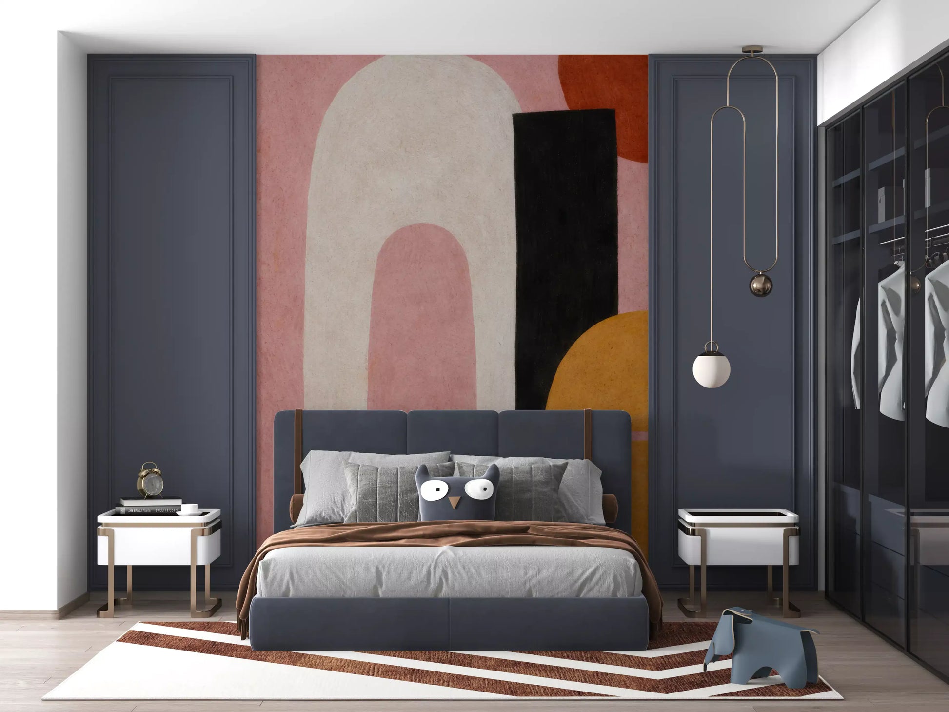 Abstract Shapes in Rose and Clay Wall Mural