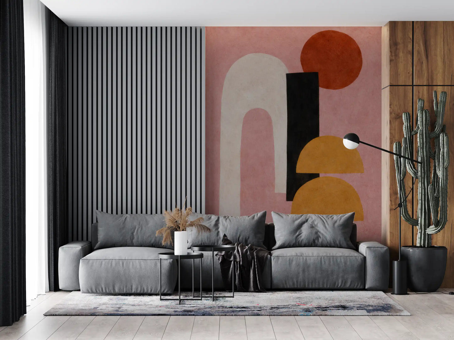 Abstract Shapes in Rose and Clay Wall Mural