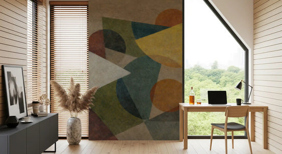 Abstract Geometric Earth Tones Wall Mural