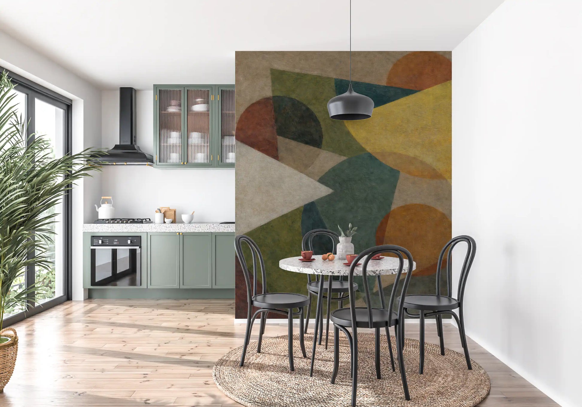 Abstract Geometric Earth Tones Wall Mural