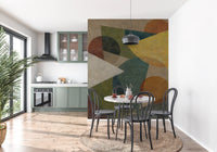Abstract Geometric Earth Tones Wall Mural